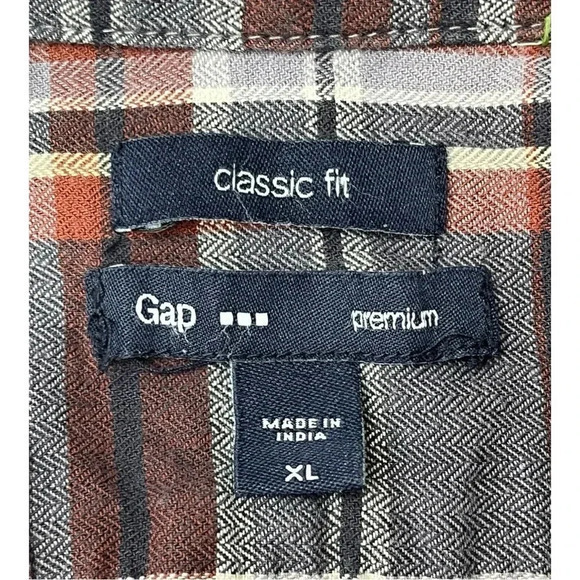 GAP Premium Classic Fit Plaid Button Down Shirt Men Size XL - Picture 5 of 6
